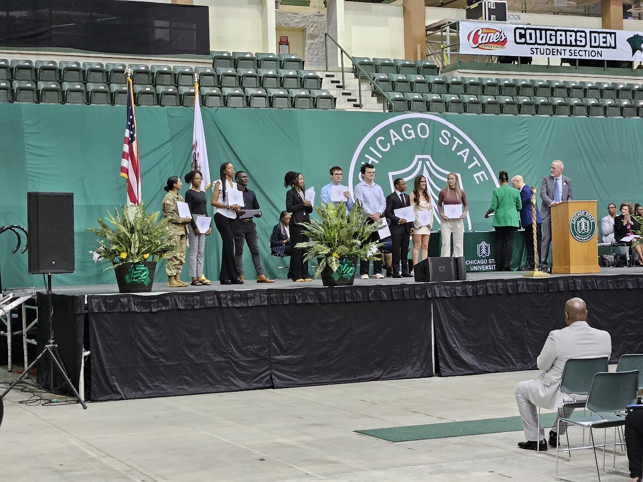 CSU students on stage at convocation center