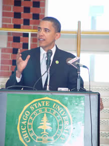 Senator Obama addresses the university community