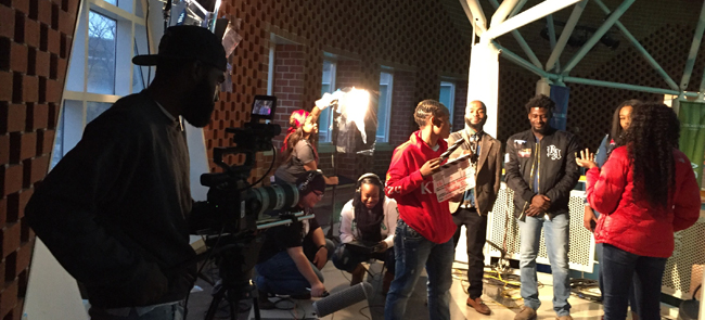  Digital Cinema students on the set of the original TV pilot The Chill.