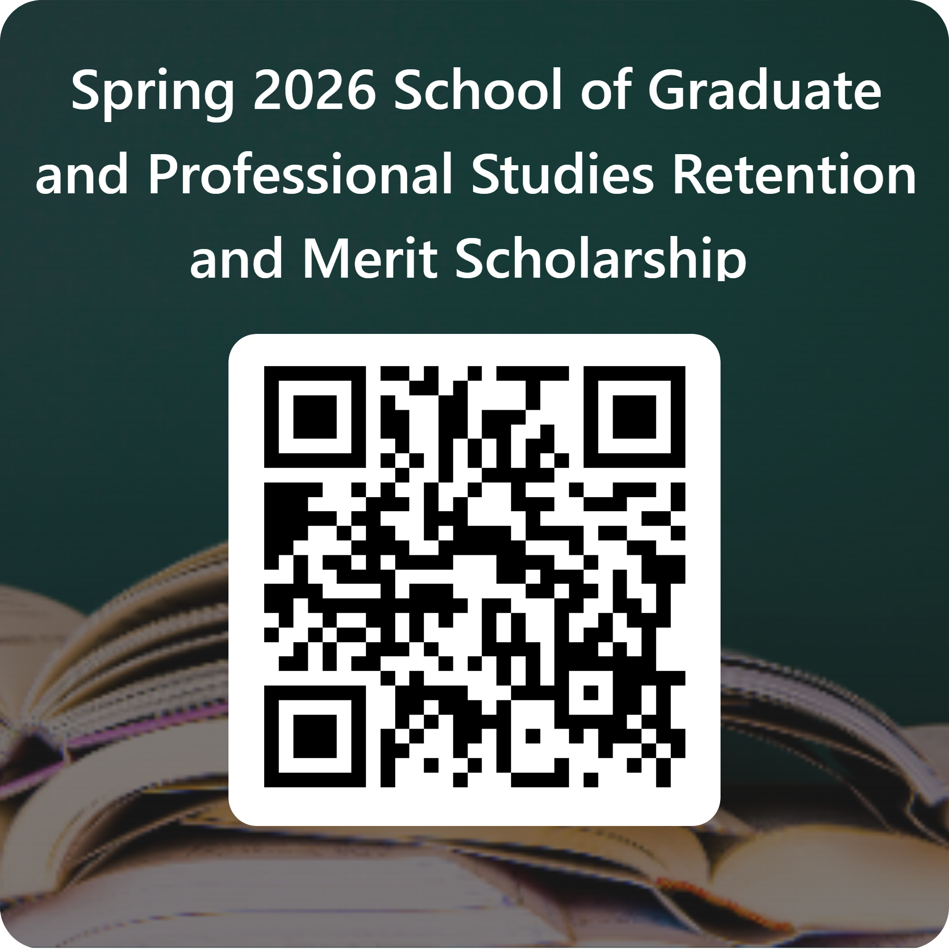 QR code for Spring 2026 Graduate Retention & Merit Scholarship