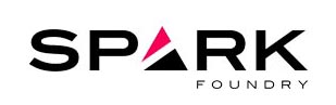 Spark Foundry Logo in black tyep with red & black pyramind for the A