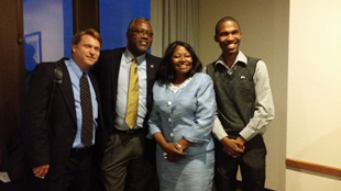 Southern African Media Executive, Dean Collins and Dr. King with YALI Fellow (L – R) 