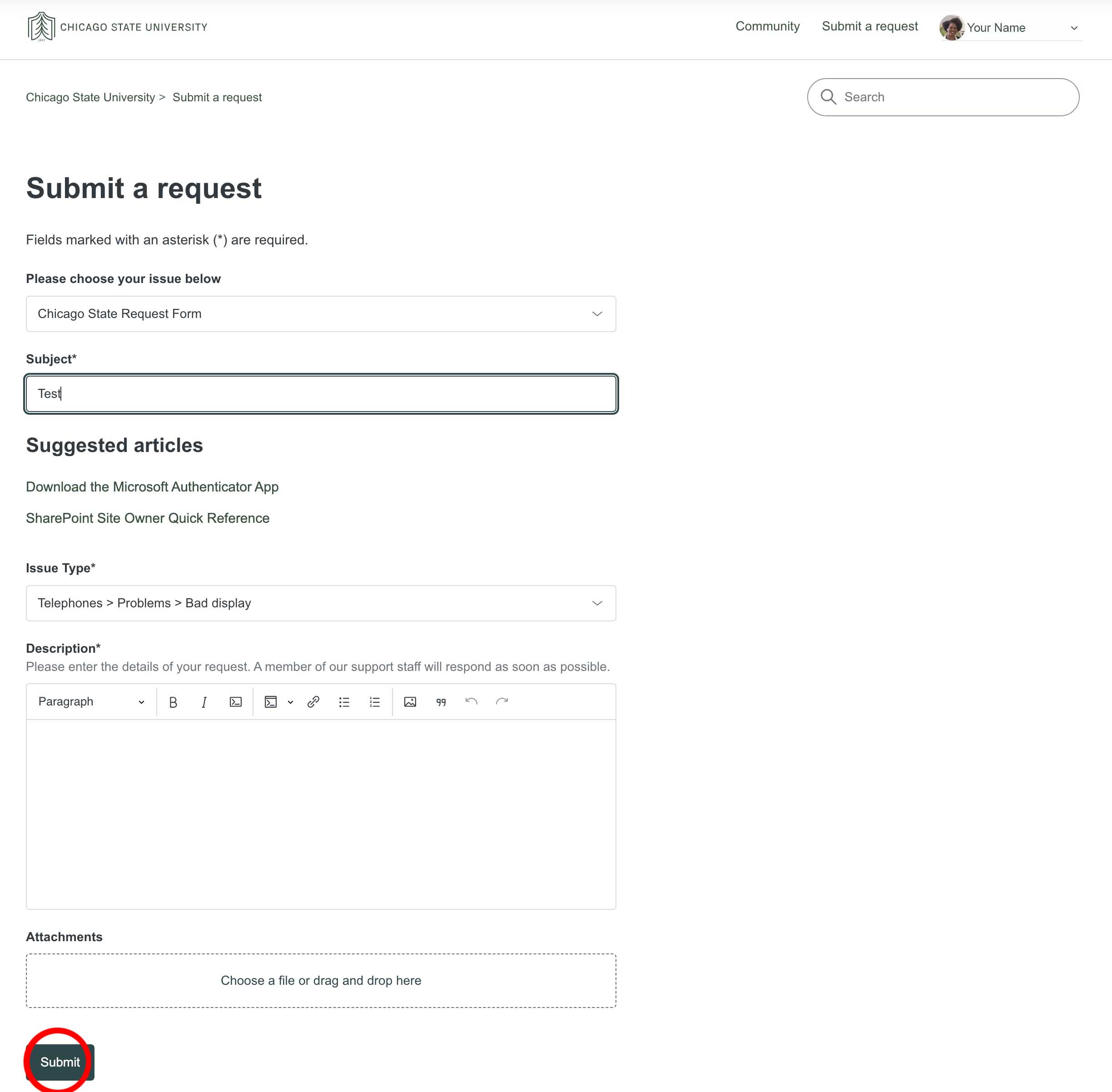 Submit a request Submit a request