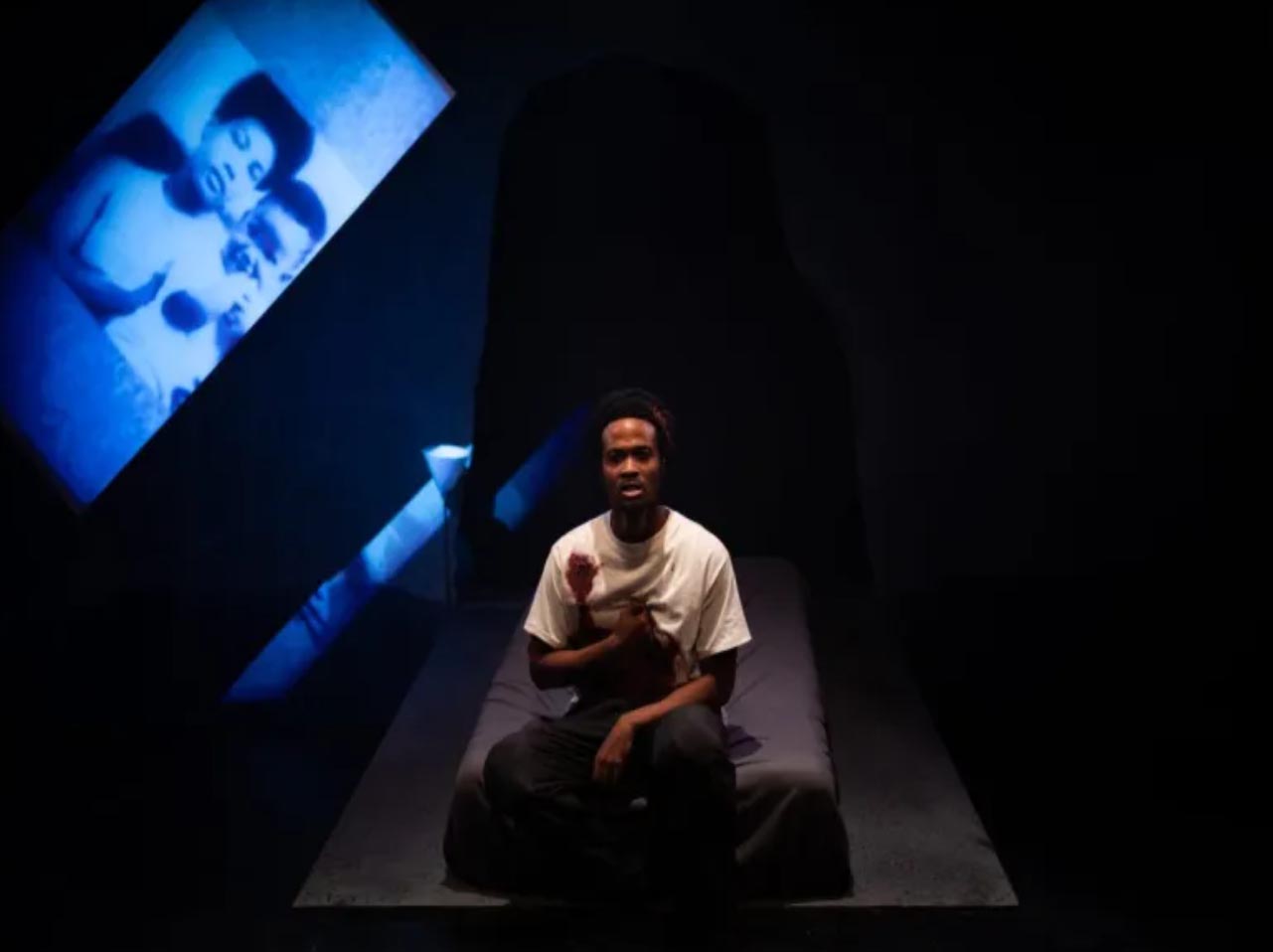 Demorris Burrows as Fred Hampton in India Nicole Burton's Measure of a Man with Coalescence Theatre
