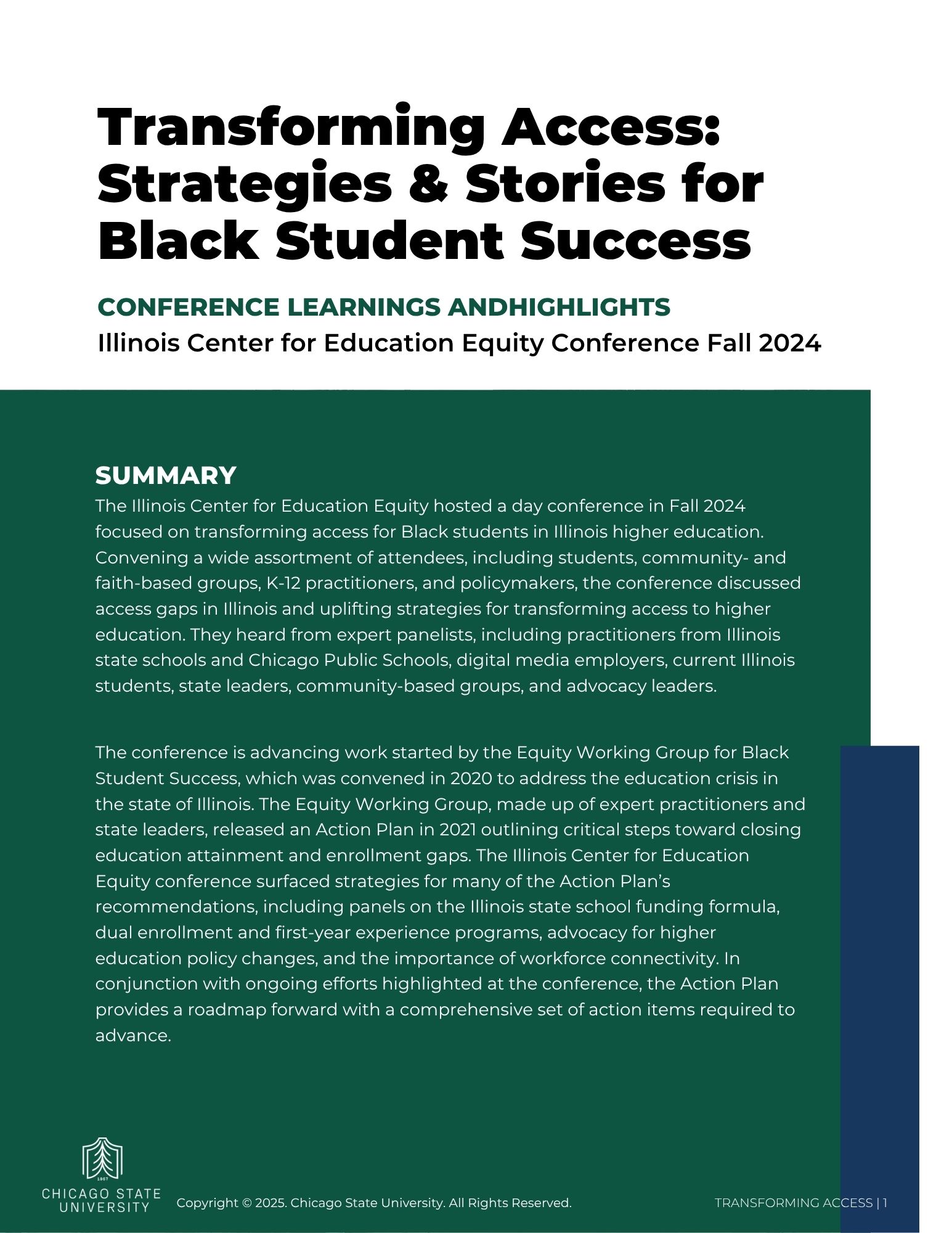 First page preview of Transforming Access: Strategies & Stories for Black Student Success