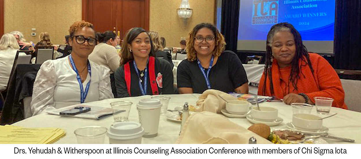Drs. Yehudah and Witherspoon at the Illinois Counseling Association Conference with members of Chi Sigma Iota